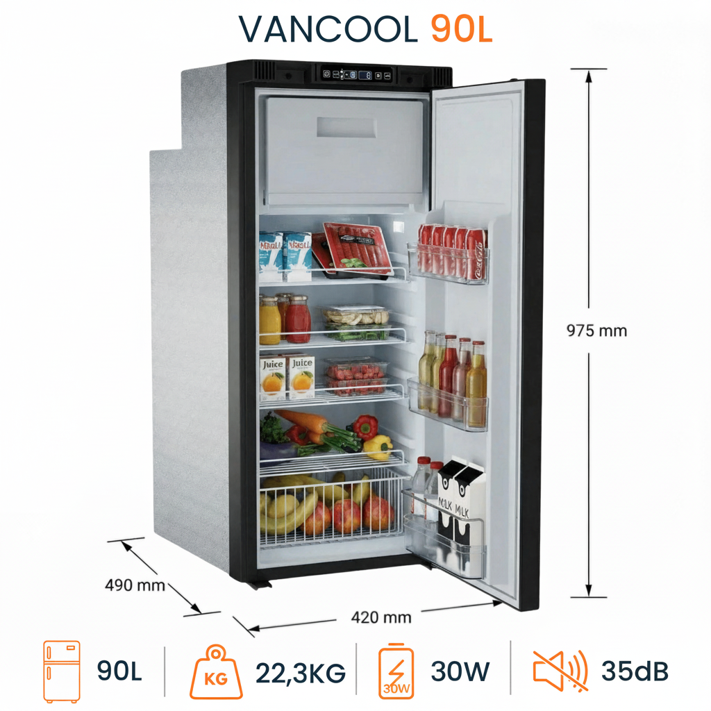 VanCool 90L DCR - 12V compressor fridge for campervans and motorhomes