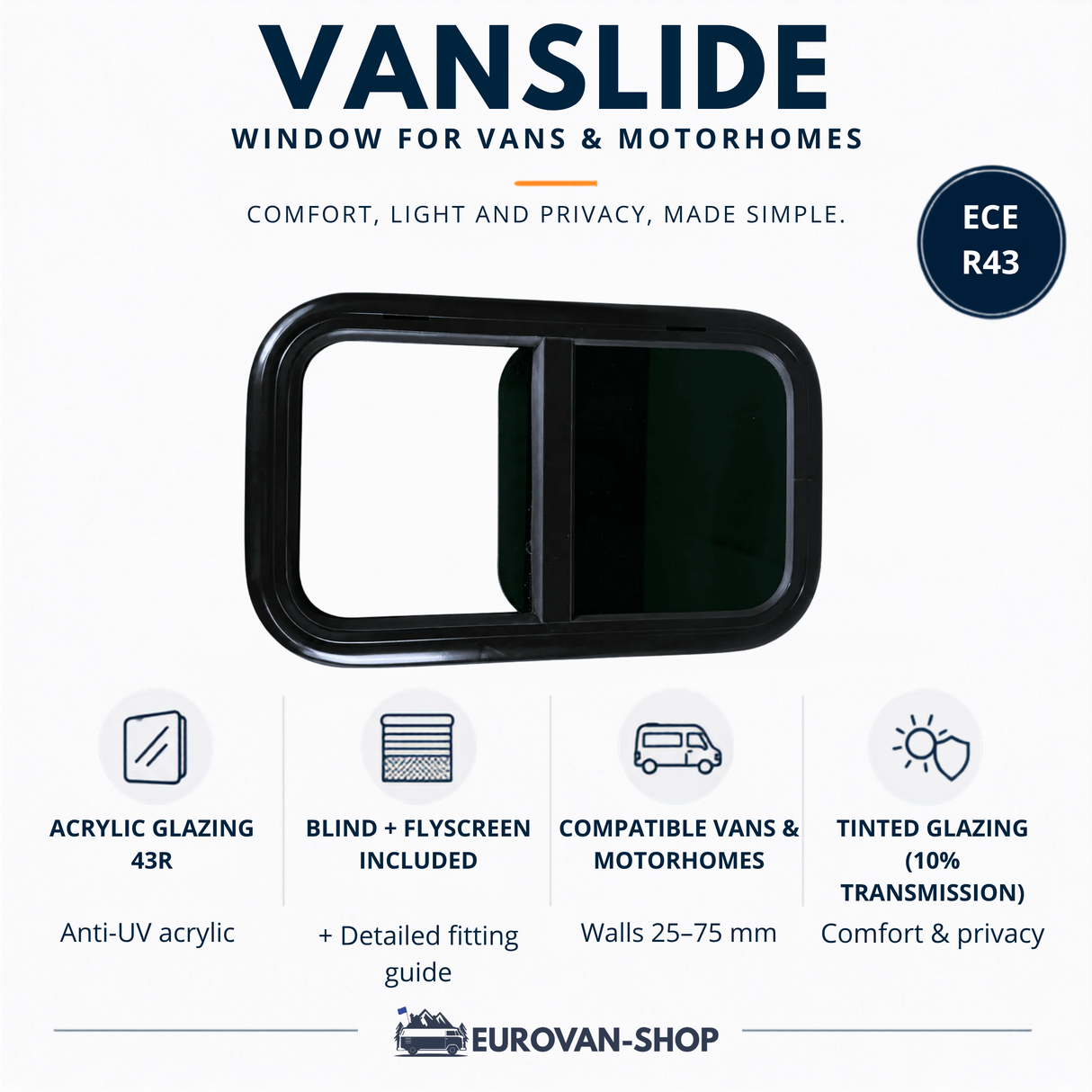 VanSlide schiebefenster – Mit Rollo und moskitonetz