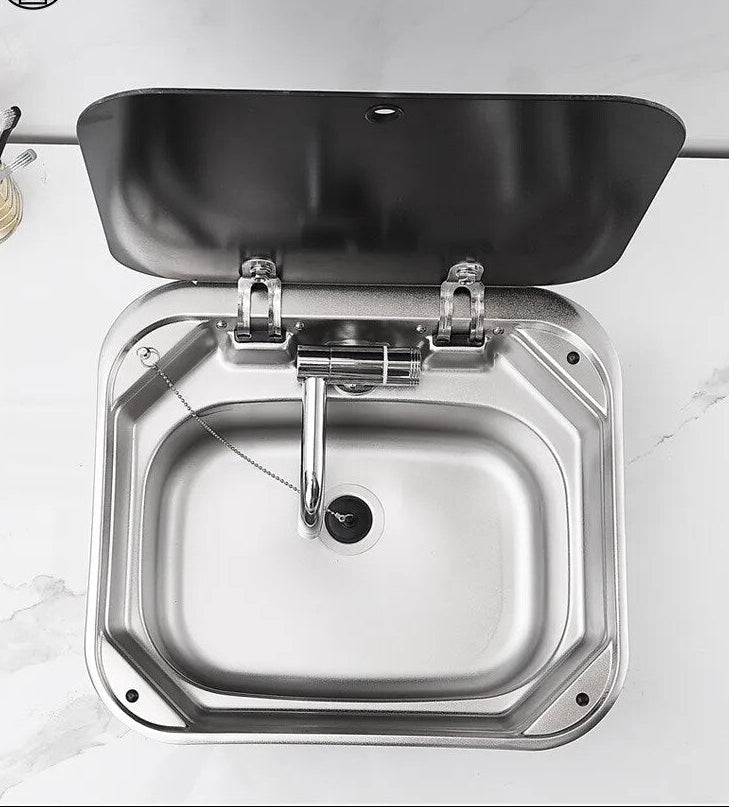 Stainless Steel Sink with Tempered Glass Cover 40x35