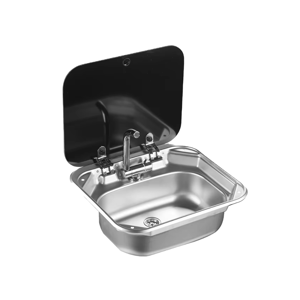 Stainless Steel Sink with Tempered Glass Cover 40x35