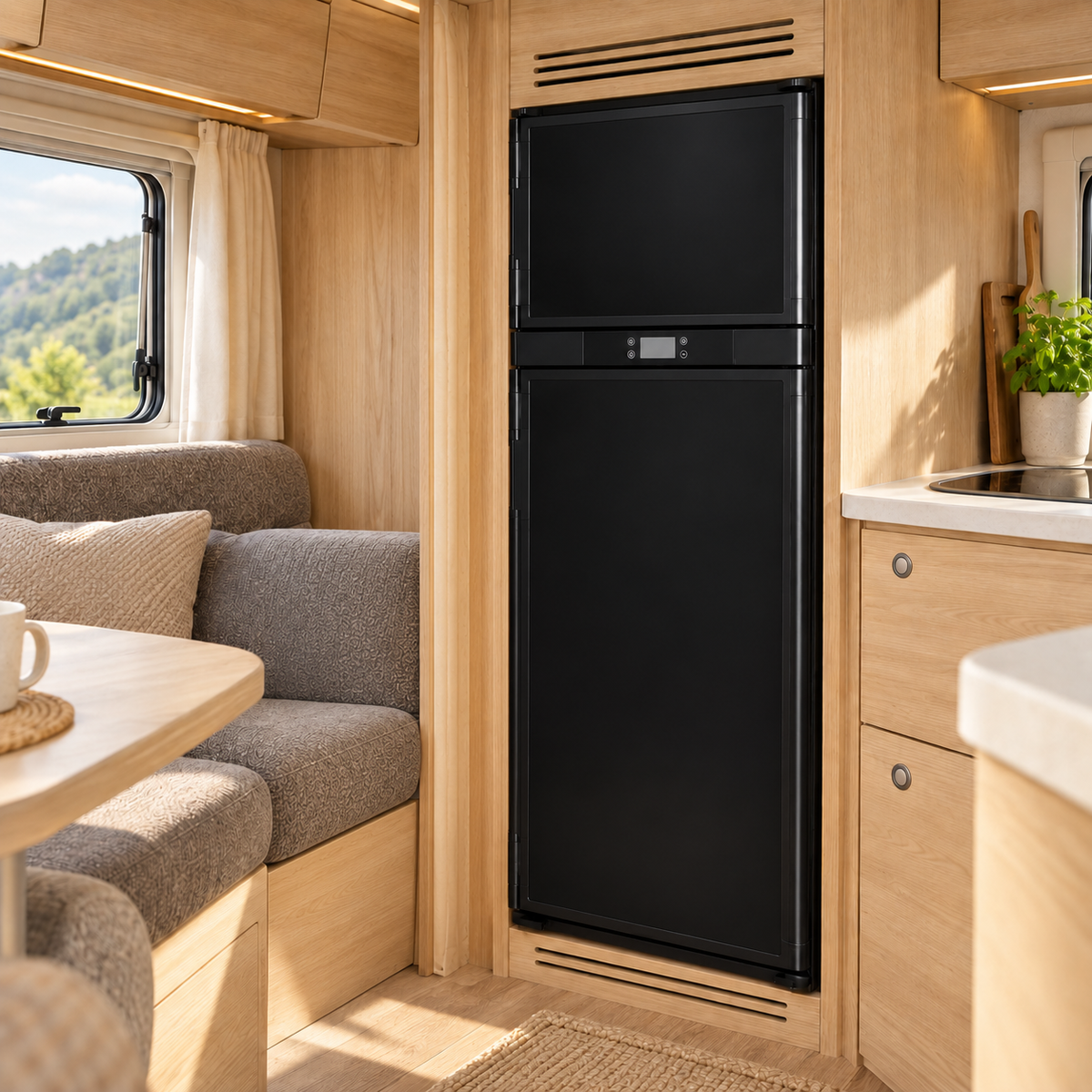 VanCool 140L installed in a motorhome — closed