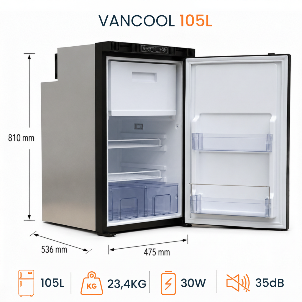 VanCool 105L - 12V compressor fridge for campervans and motorhomes