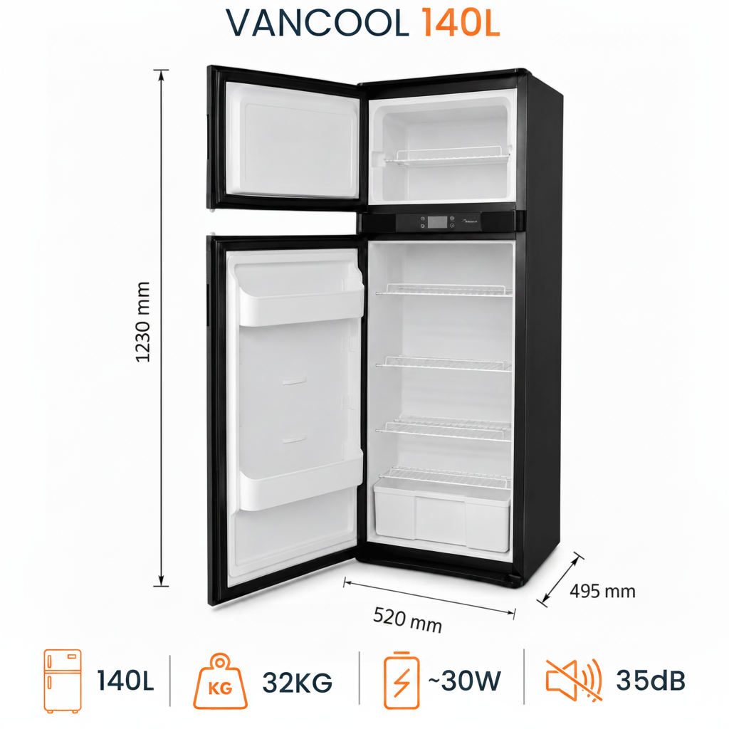 VanCool 140L - 12V compressor fridge for campervans and motorhomes