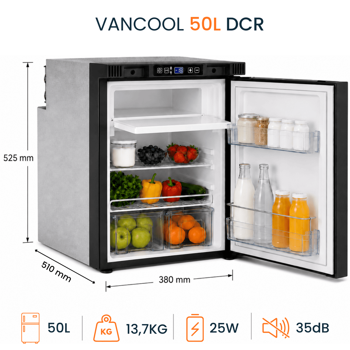 VanCool 50L DCR - 12V compressor fridge for campervans and motorhomes