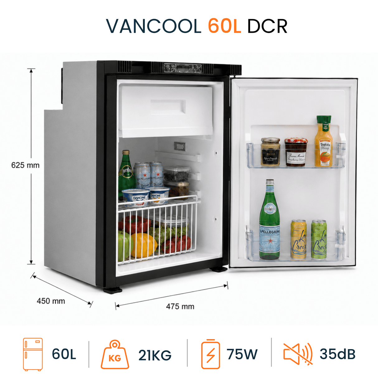 VanCool 60L DCR - 12V compressor fridge for campervans and motorhomes