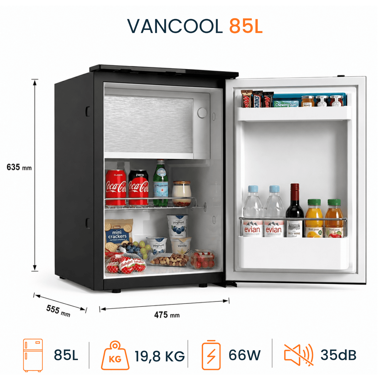 VanCool 85L BCD - 12V compressor fridge for campervans and motorhomes