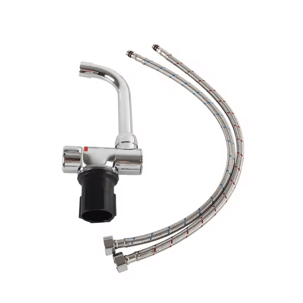 2 Gas Burner Combined Sink – Stainless Steel / Tempered Glass – WxD: 77x36 cm - EuroVan - shop