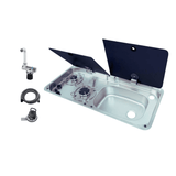 2 Gas Burner Combined Sink – Stainless Steel / Tempered Glass – WxD: 77x36 cm - EuroVan - shop
