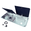 2 Gas Burner Combined Sink – Stainless Steel / Tempered Glass – WxD: 77x36 cm - EuroVan - shop