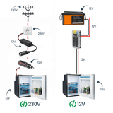 VanCool 230V to 12V voltage converter for 12V compressor fridges in campervans and motorhomes