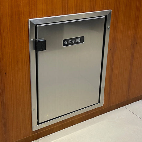 EuroVan 40L compressor fridge built into a van kitchen unit