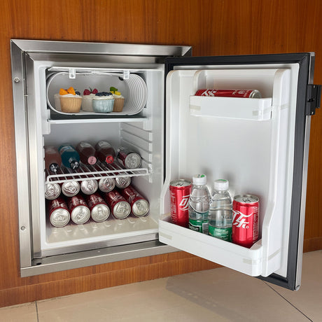 EuroVan 40L compressor fridge installed in a campervan cabinet