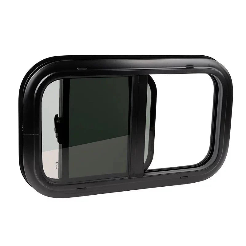 Baie coulissante vitrage acrylique - Bords Arrondis - Avec store et moustiquaire - Vanlife - Store