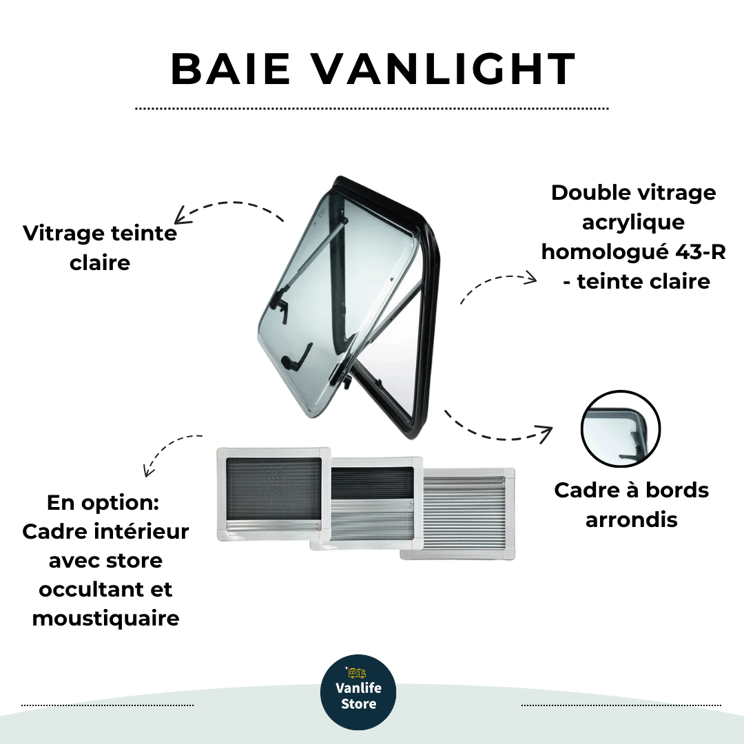 Baie VanLight - Fenêtre pour camping - cars et vans aménagés - Vanlife - Store