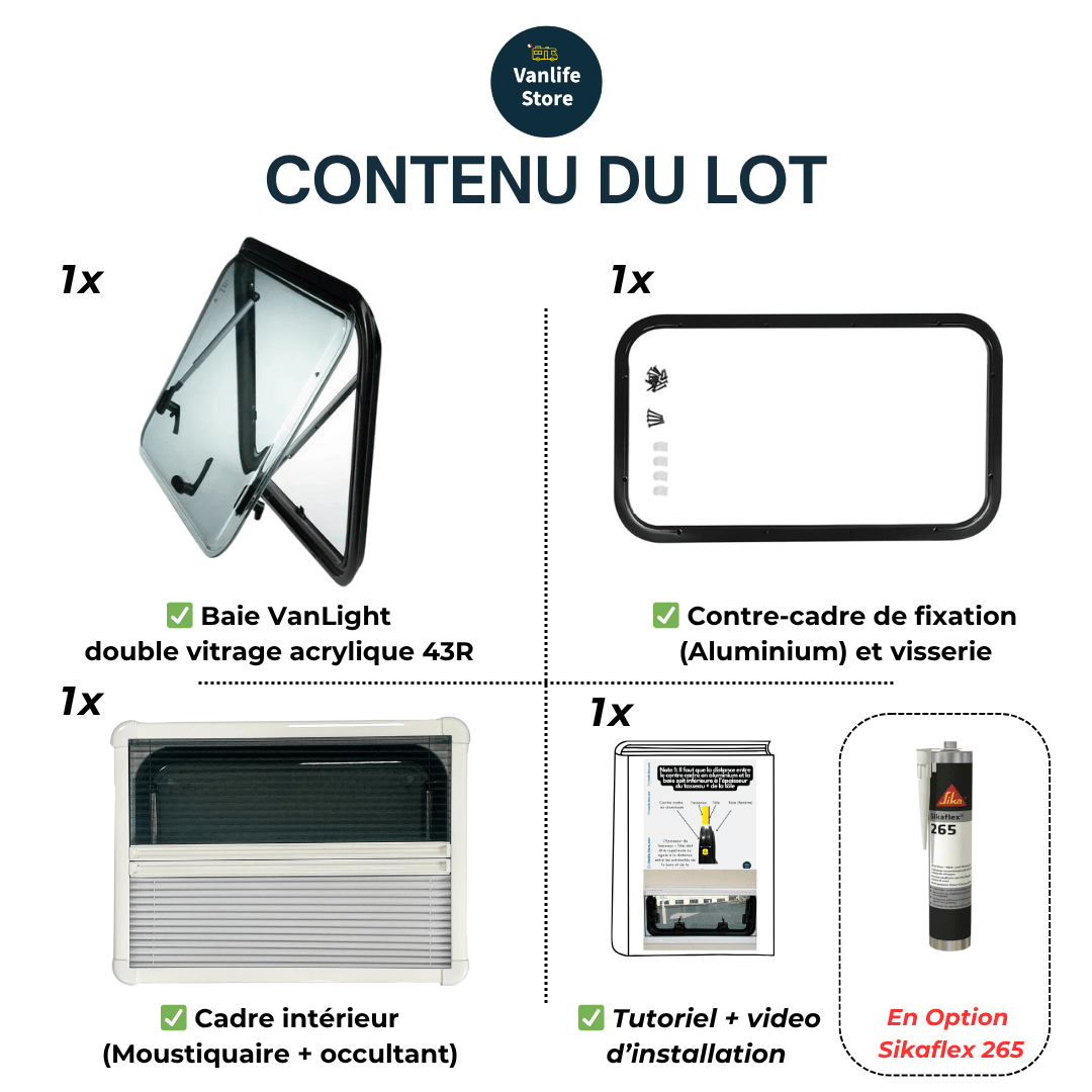 Baie VanLight - Fenêtre pour camping - cars et vans aménagés - Vanlife - Store