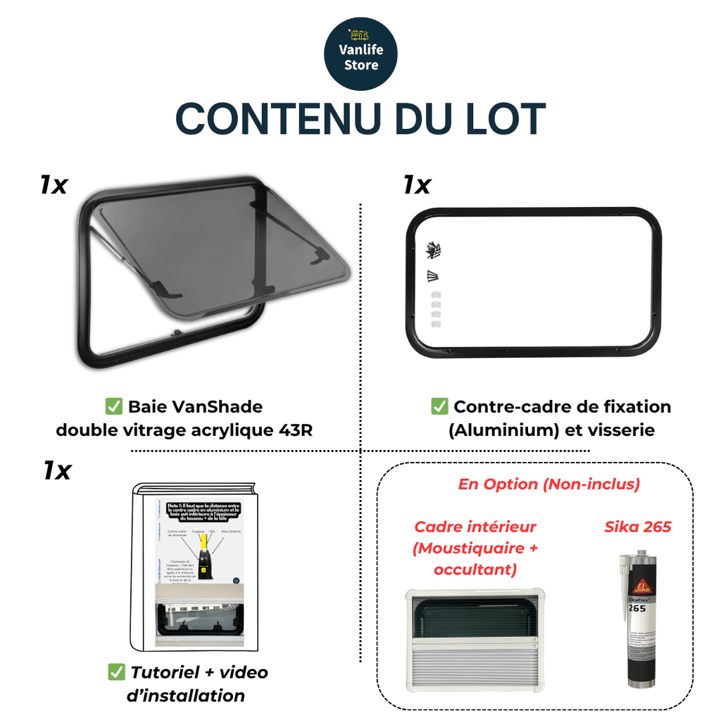 Baie VanShade - Fenêtre pour camping car et vans aménagés - Vanlife - Store