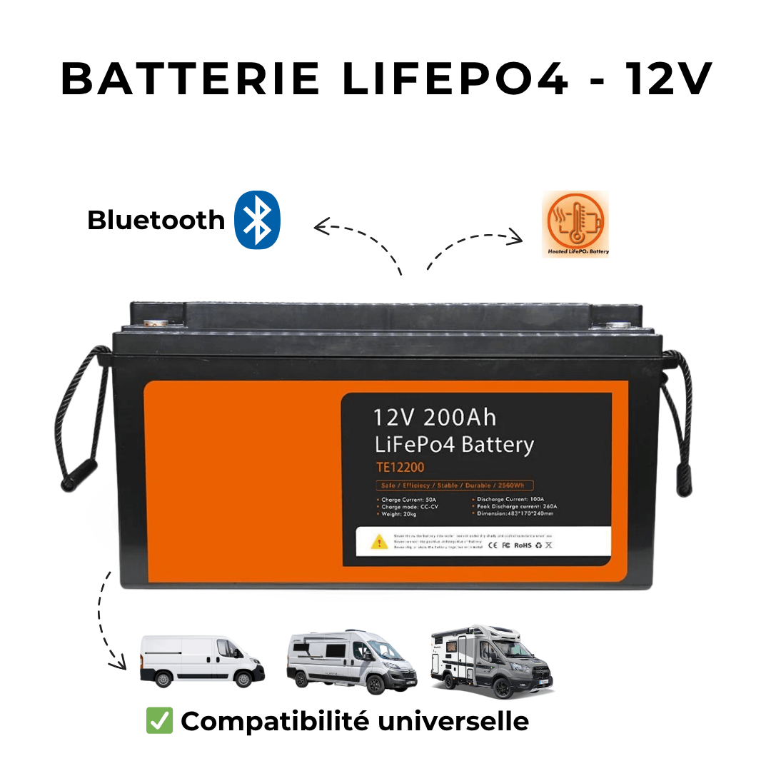 Batterie Lithium - Spéciale Vans aménagés et Camping - cars - LiFePo4 + Bluetooth + Auto - chauffante - Vanlife - Store