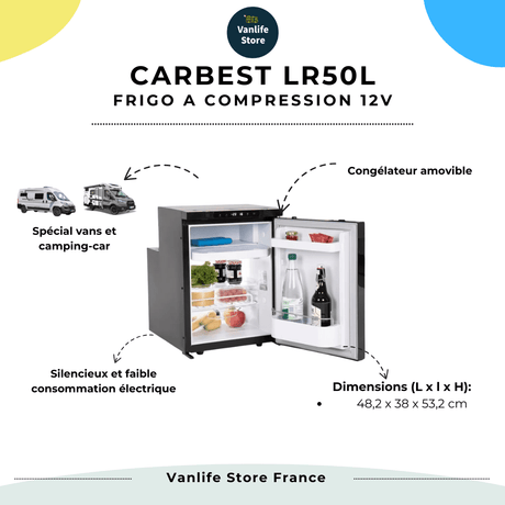 CARBEST LR50L Refrigerator - 12V compression refrigerator specially designed for converted vans and motorhomes - EuroVan - shop