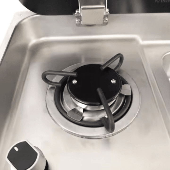 Combined Sink with 1 Gas Burner – Stainless Steel / Tempered Glass (With or Without Faucet) - EuroVan - shop