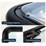 VanLight details: acrylic double glazing, aluminium frame and secure latches