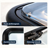 VanLight details: acrylic double glazing, aluminium frame and secure latches