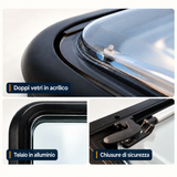VanLight details: acrylic double glazing, aluminium frame and secure latches
