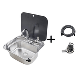 Evier inox couvercle verre trempé - 40 x 35cm - spécial Camping - car et van aménagé - Avec robinet - Vanlife - Store
