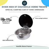 Evier Inox et couvercle verre trempé - Cuve ronde - Vanlife - Store
