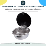 Evier Inox et couvercle verre trempé - Cuve ronde - Vanlife - Store