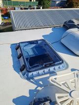 PANORAMA LED 50 x 70 GREY skylight fitted on a motorhome roof