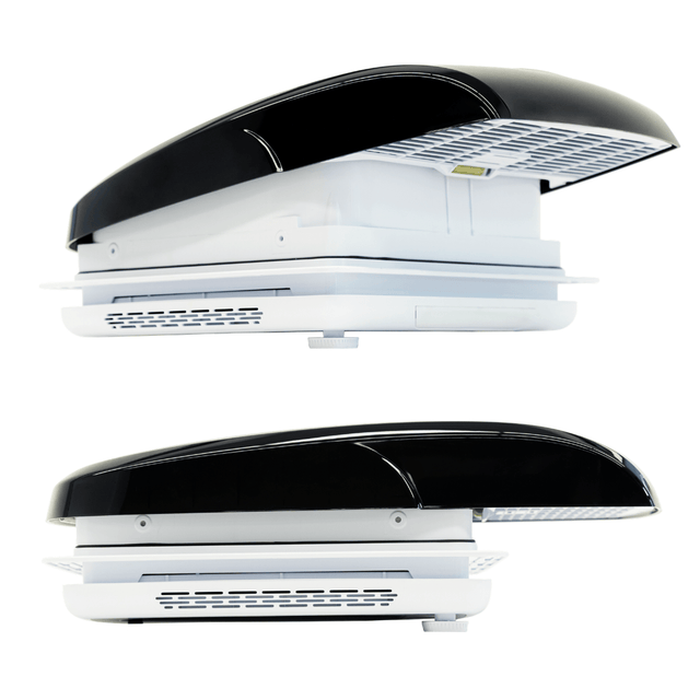 VANVENT roof vent fan Black - open and closed - EuroVan-shop