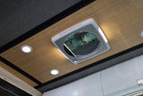 VANVENT roof vent fitted in a campervan ceiling with LED lighting on - EuroVan-shop