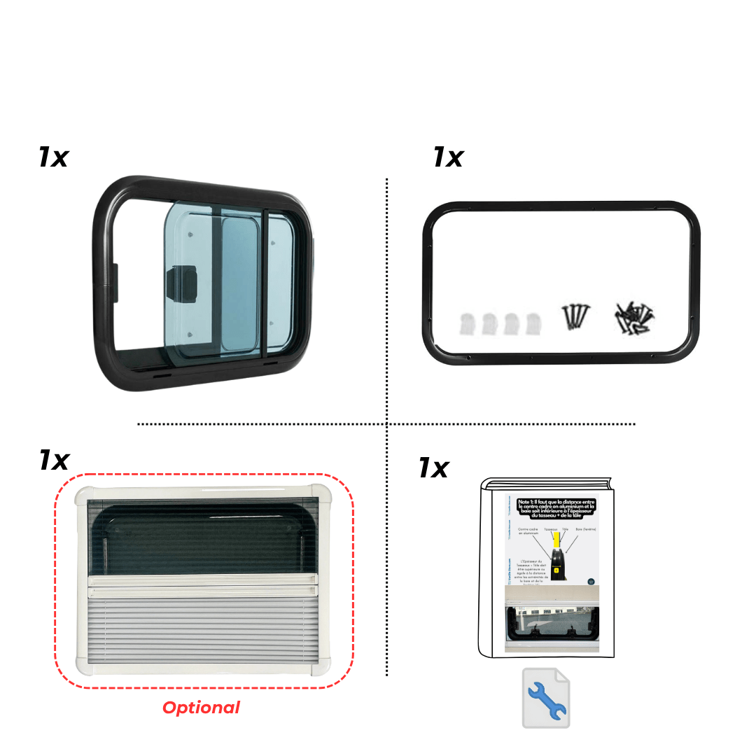 NORDVAN VanSlide+ campervan motorhome double glazed sliding window with blind and mosquito net - view 5