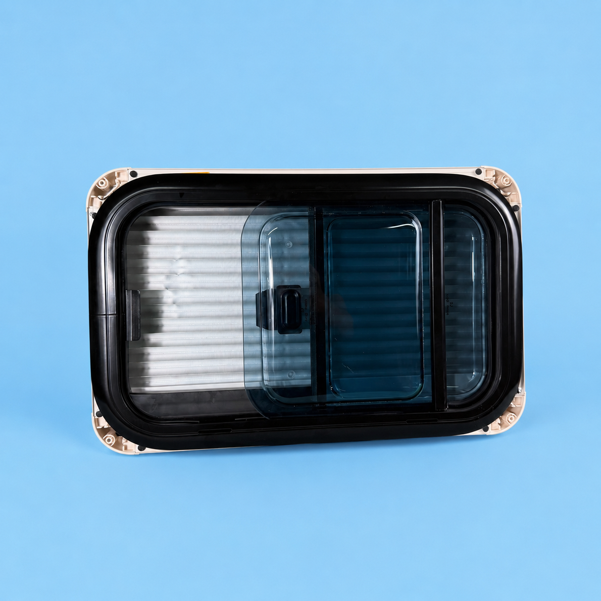 NORDVAN VanSlide+ double-glazed sliding window installed in a campervan