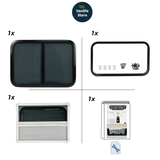 NORDVAN VanSlide sliding window for campervans and motorhomes with blind and mosquito net