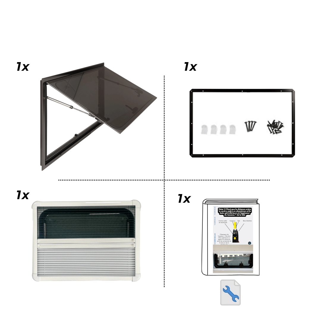 NORDVAN VanSquare window for campervans and motorhomes with blind and mosquito net