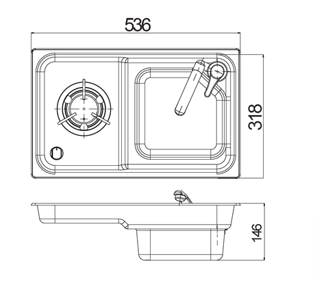 Sink Pack 1 gas burner + 12V pump