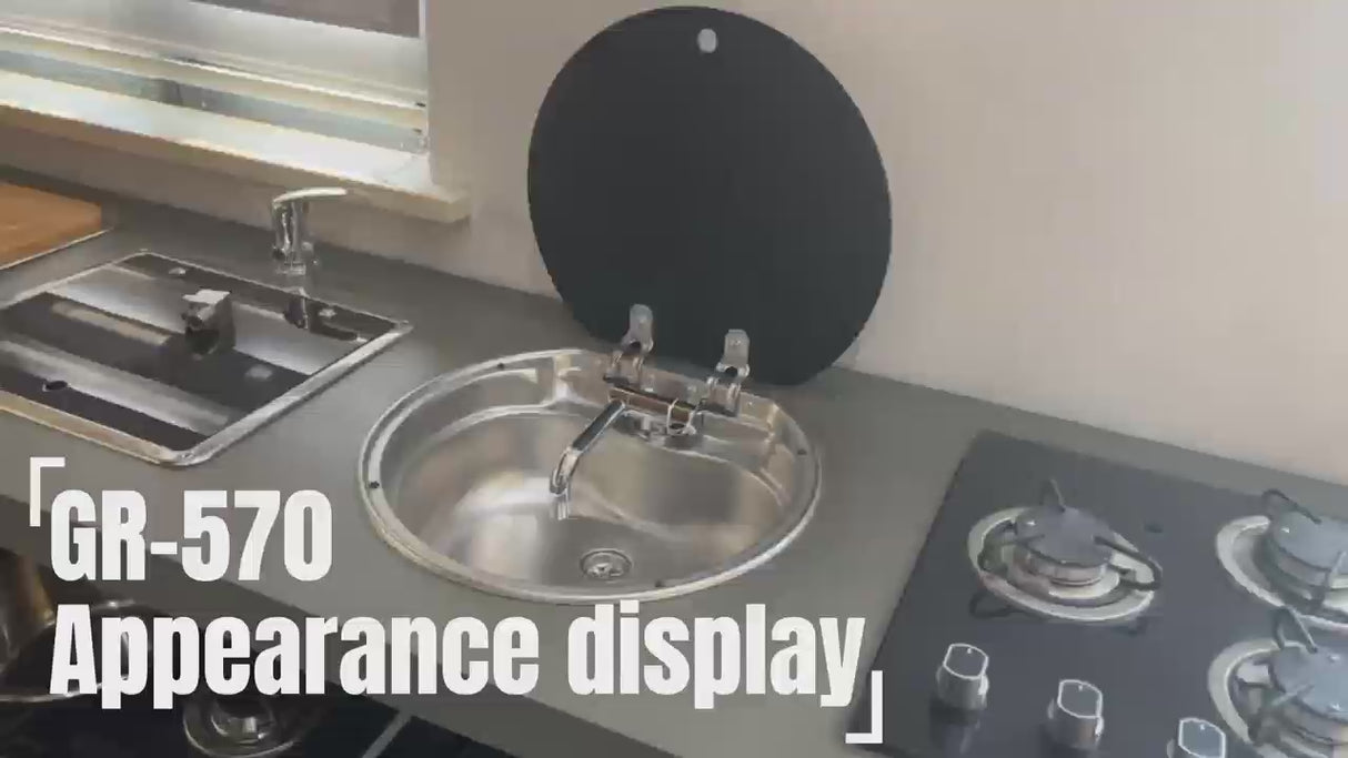 Round Stainless Steel Sink with Tap — Diameter 42 cm