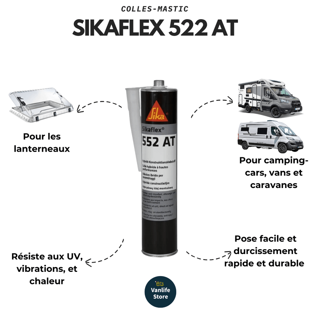 Sikaflex - 552 AT – Mastic Adhésif 300 ml (Blanc / Noir) - Vanlife - Store