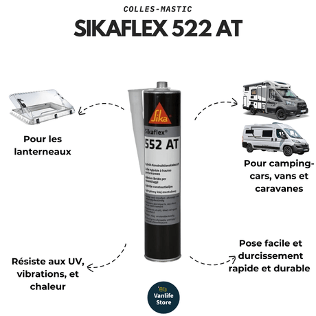 Sikaflex - 552 AT – Mastic Adhésif 300 ml (Blanc / Noir) - Vanlife - Store