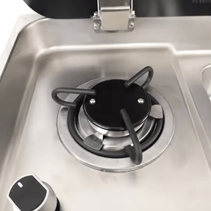 Stainless steel sink pack with 1 gas burner folding tap and 12V water pump for campervan - view 3