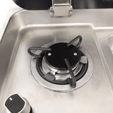 Stainless steel sink pack with 1 gas burner folding tap and 12V water pump for campervan - view 3