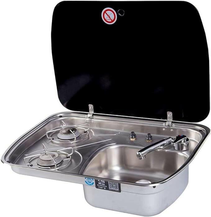 Stainless steel sink - Combined with 2 burners - EuroVan - shop