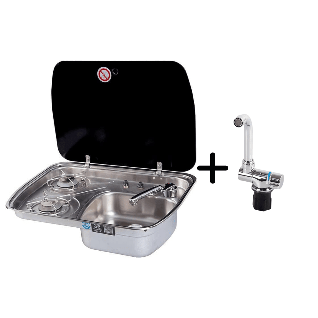 Stainless steel sink - Combined with 2 burners - EuroVan - shop