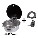 Stainless Steel Sink for Converted Van – With Tap (42 cm diameter) - EuroVan - shop