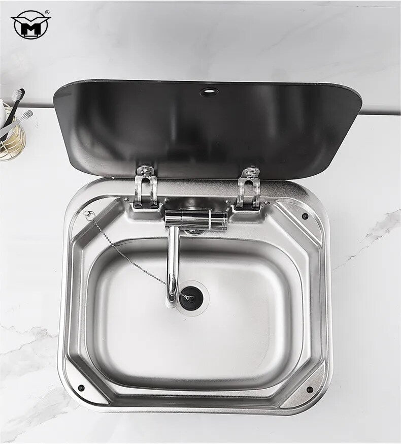 Stainless Steel Sink with Tempered Glass Cover – Rectangular - EuroVan - shop