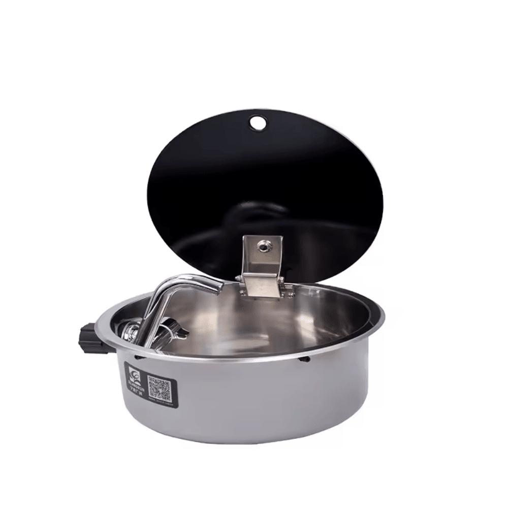 Stainless steel sink with tempered glass cover – Round basin - EuroVan - shop