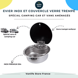 Stainless steel sink with tempered glass cover – Round basin - EuroVan - shop