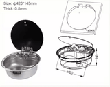 Stainless steel sink with tempered glass cover – Round basin - EuroVan - shop