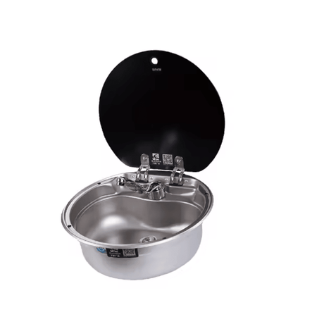 Stainless steel sink with tempered glass cover – Round basin - EuroVan - shop